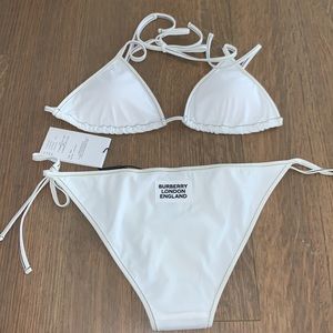 Burberry white logo swim